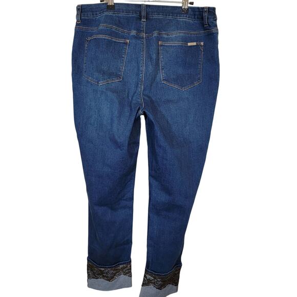 Chico's The So Slimming Girlfriend Ankle Cuffed Motifs Jeans Blue Size 2/Large - Picture 2 of 9